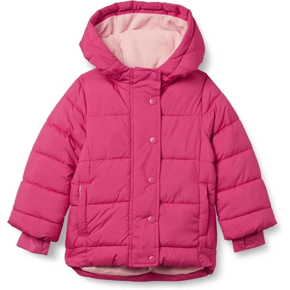 Girls Heavyweight Hooded Puffer Coat, Water-Resistant